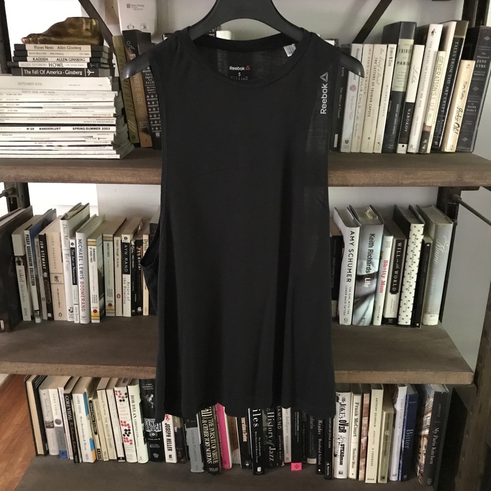 NWOT Reebok Logo Black Relaxed Fit Soft Modal Muscle Tank S